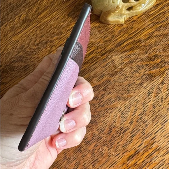 Coach Lavender, Berry & Deep Maroon Colorblock Slim ID Card Holder - Picture 6 of 6